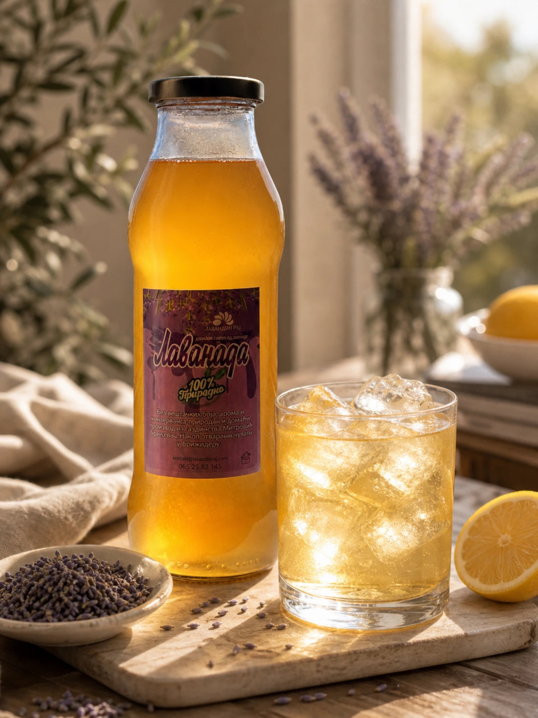 Lavandin sirup, 700 ml, uz čašu limunade sa ledom